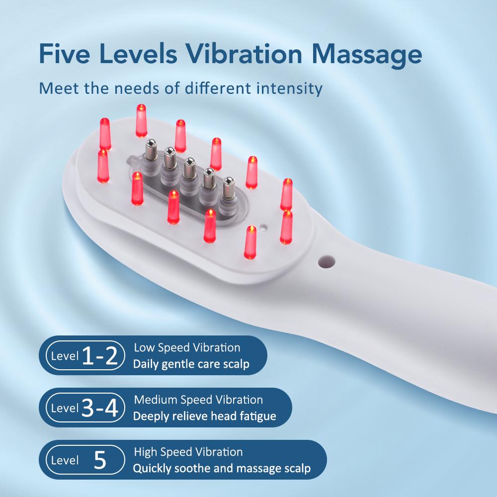 Electric Head Massager Device Red Light Therapy Vibration Hair Scalp Massage Comb Electric Scalp Oil Applicator Anti-Hair Loss