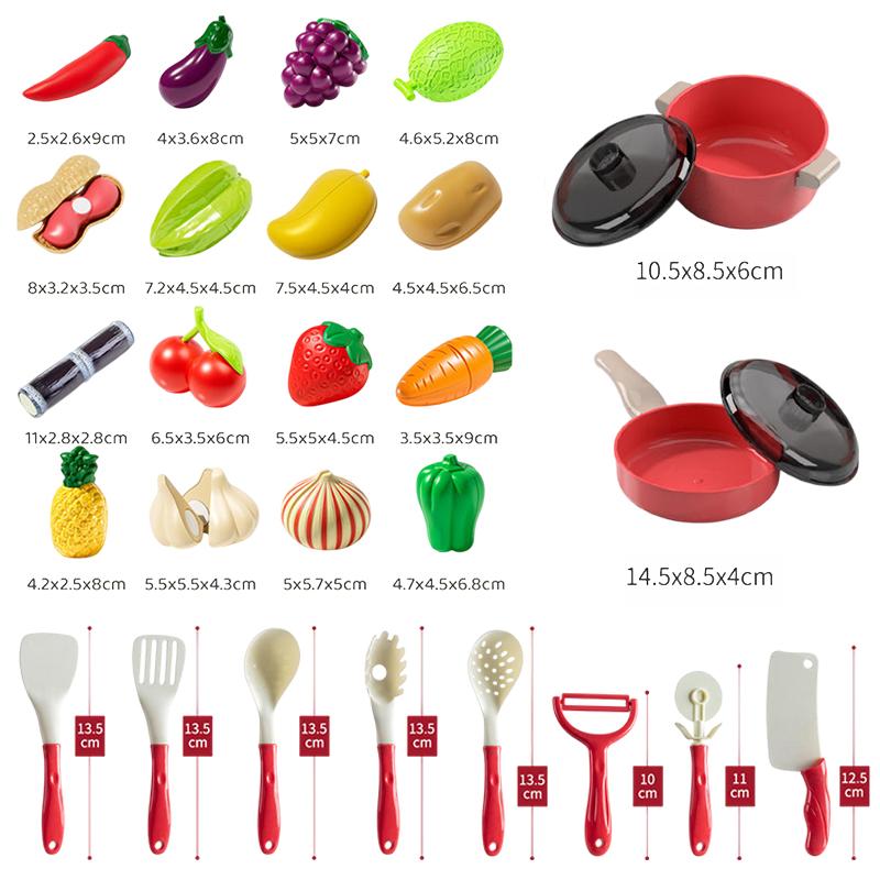 Cutting Play Food Toy Set Kitchen Pretend Play Fruit Vegetable Toy For Kids Educational Learning Food Toys Fun Toddlers Gifts