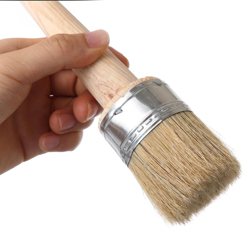1PC Wood Handle with Natural Bristles Chalk Oil Paint Wax Brush Stencils Art Decor Paint Brush Car Cleaning Brush