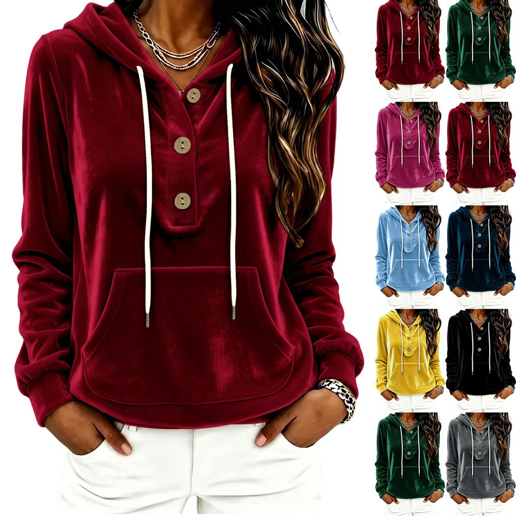 Women's Hoodie Long Sleeve Color Casual Pullover Green