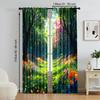 2 pcs, versatile polyester transparent curtains for home decoration Spring Flower for use in bedrooms and living rooms