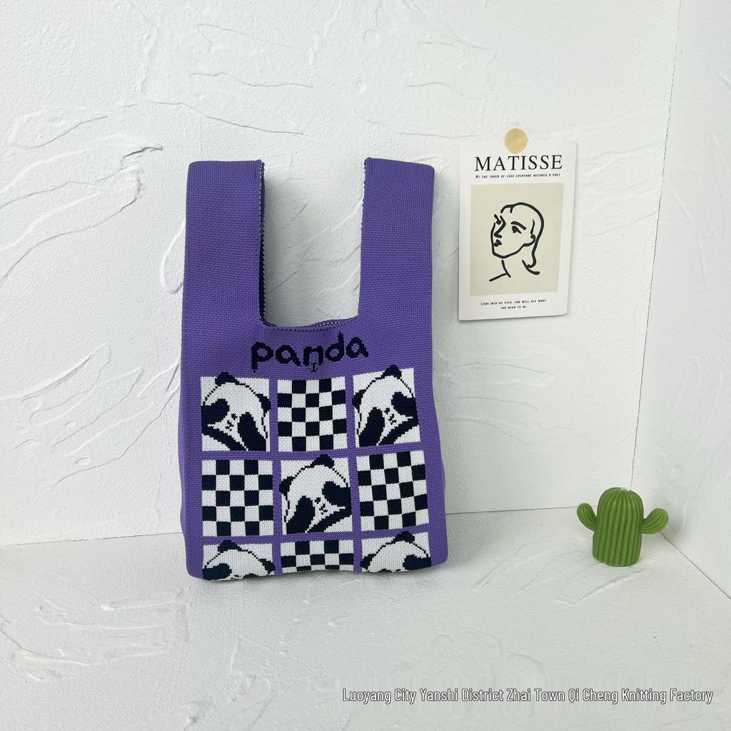 Panda Knit Women's Cross-Border Wrist Tote Handbag