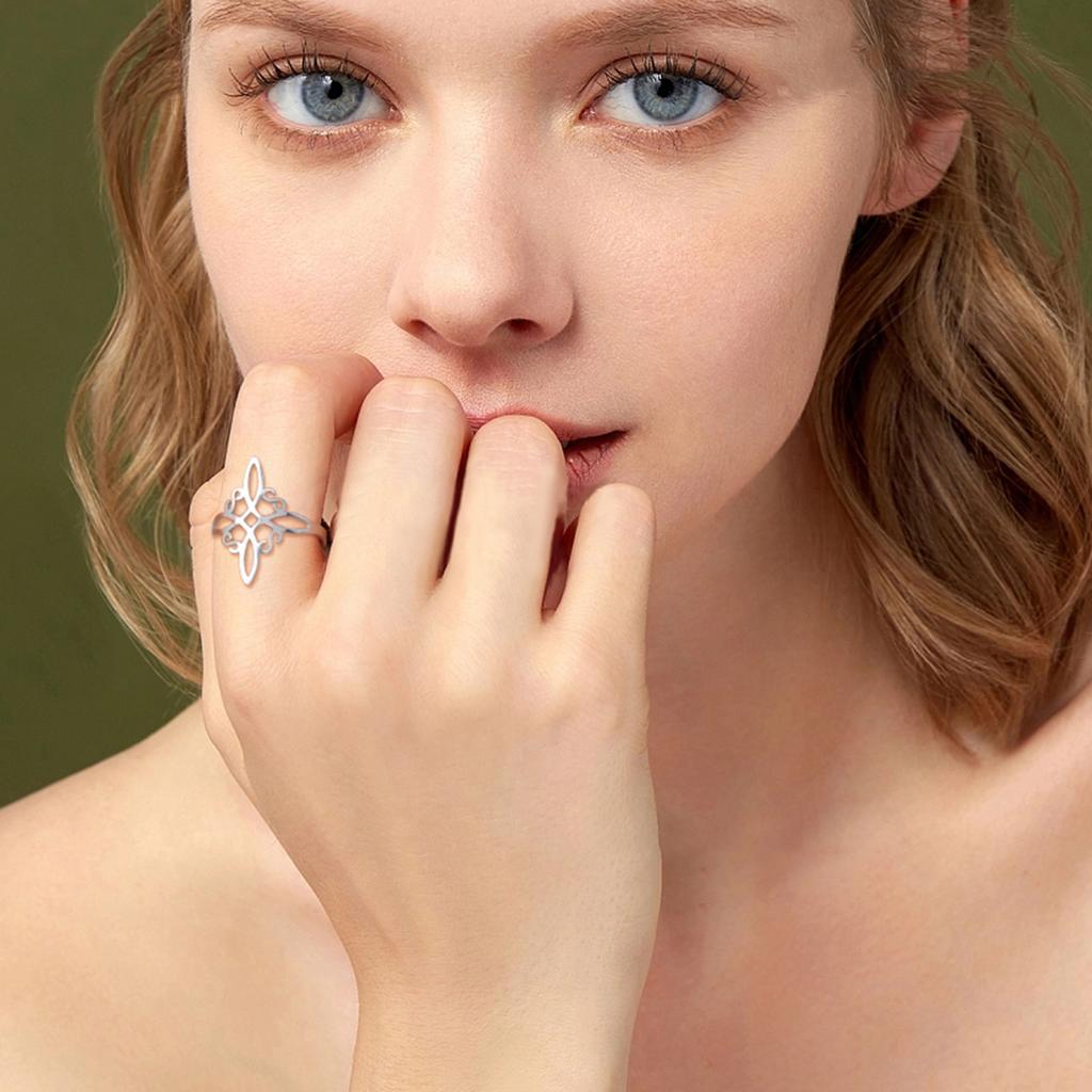 Witch Knot Ring for Women Stainless Steel Adjustable Open Finger Rings New Witchcraft Amulet Jewelry Birthday Gift