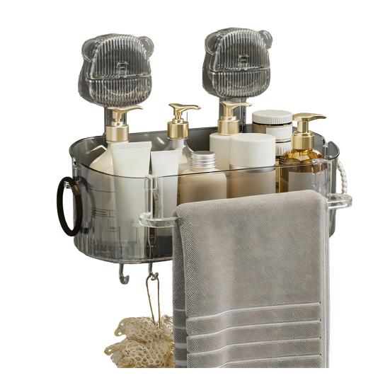 Badrumsförvaringshylla med sugkopp utan borrning Stor kapacitet Stark bärförmåga Organizer med sugkoppar och dräneringshål Avtagbar duschkorg