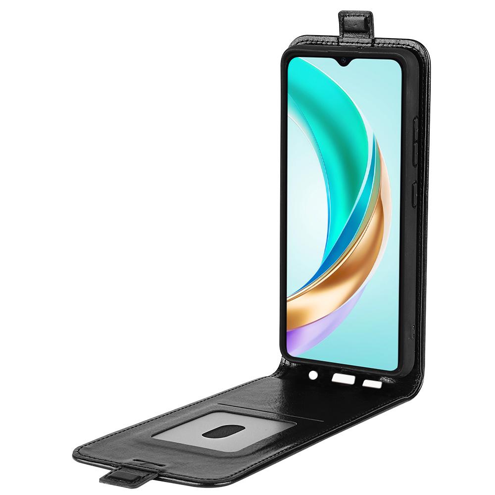 

For Honor X6b 4G Case with Card Slots Vertical Flip Leather Phone Cover Black
