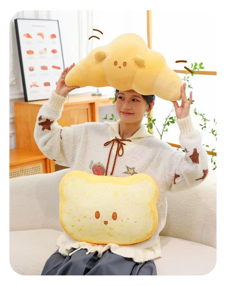 Cute Toast Bread Pillow: Soft Plush Lumbar Support