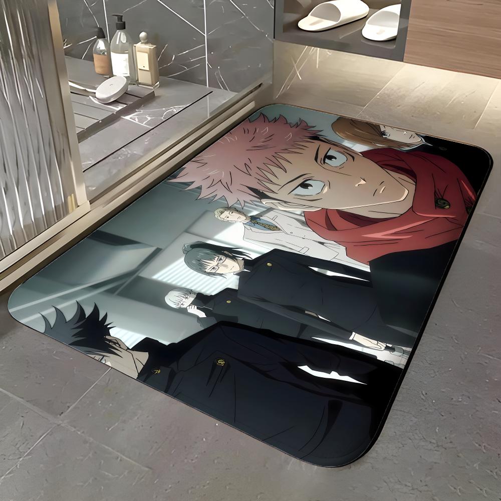 Anime J-Jujutsu Kaisen Floor Mat Soft Flannel Entrance Door Mat Non Slip Absorbent Bathroom Bedroom Floor Rug