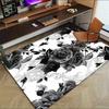 1pc Black Roses Floral Pattern Themed Rug for Home Decor, Non-slip Office Carpet, Chair mat, Outdoor Mat, Christmas and Halloween gifts-0731152