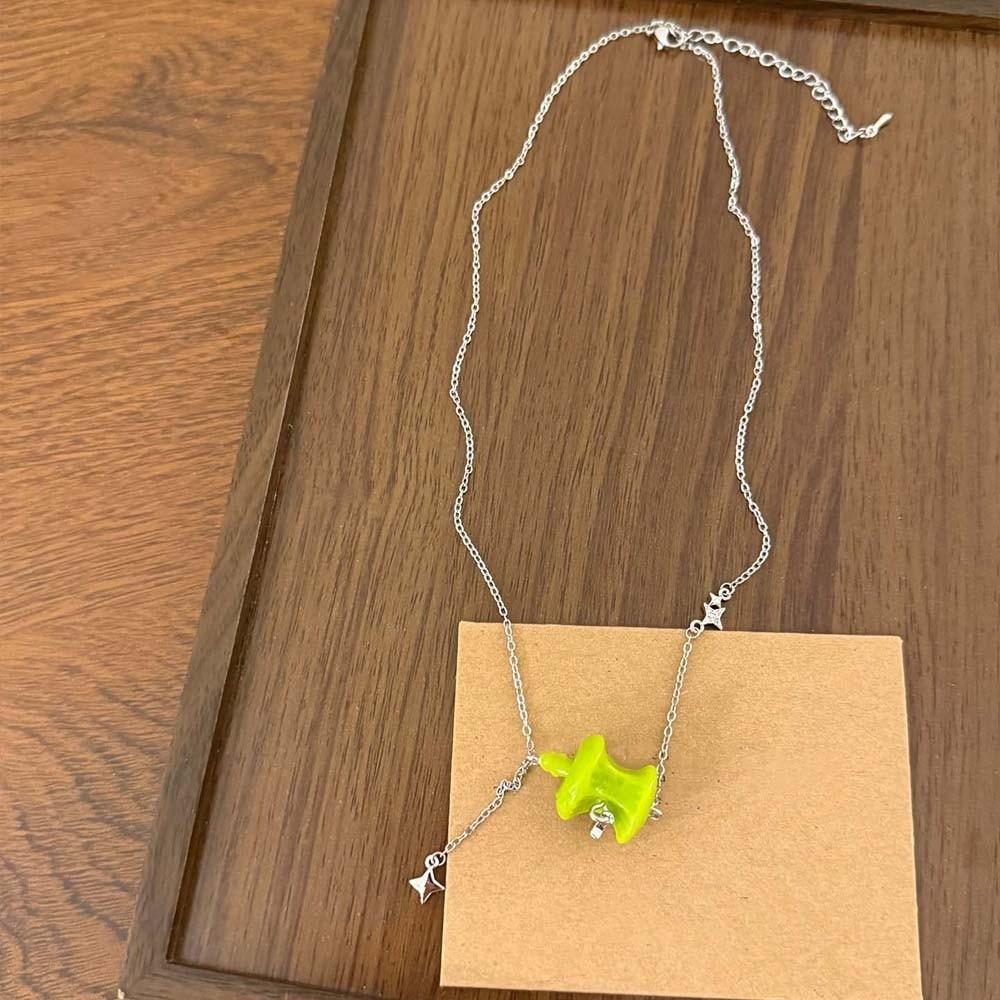 Layered Green Fruit Choker Enamel Sweet Dainty Chain Fairycore Piece Stud Earrings Dating