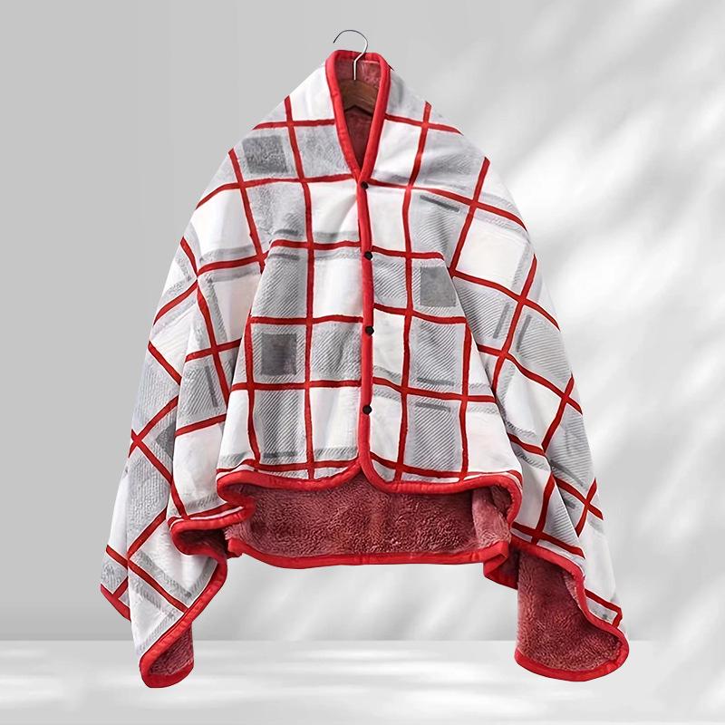 Dual-Purpose Warm Shawl Blanket - Double-Layer, Thick, Perfect for Office Naps or Lounging