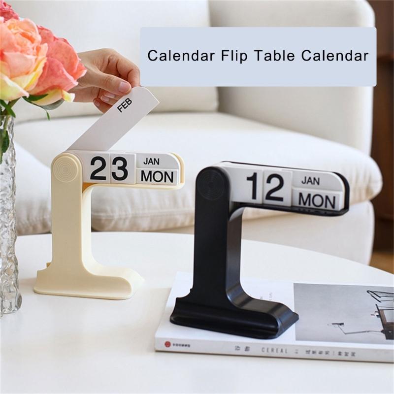 Desk Calendar with Dates Week Month Displays Flipping Permanent Calendar Office Desk Calendar for Planning Scheduling