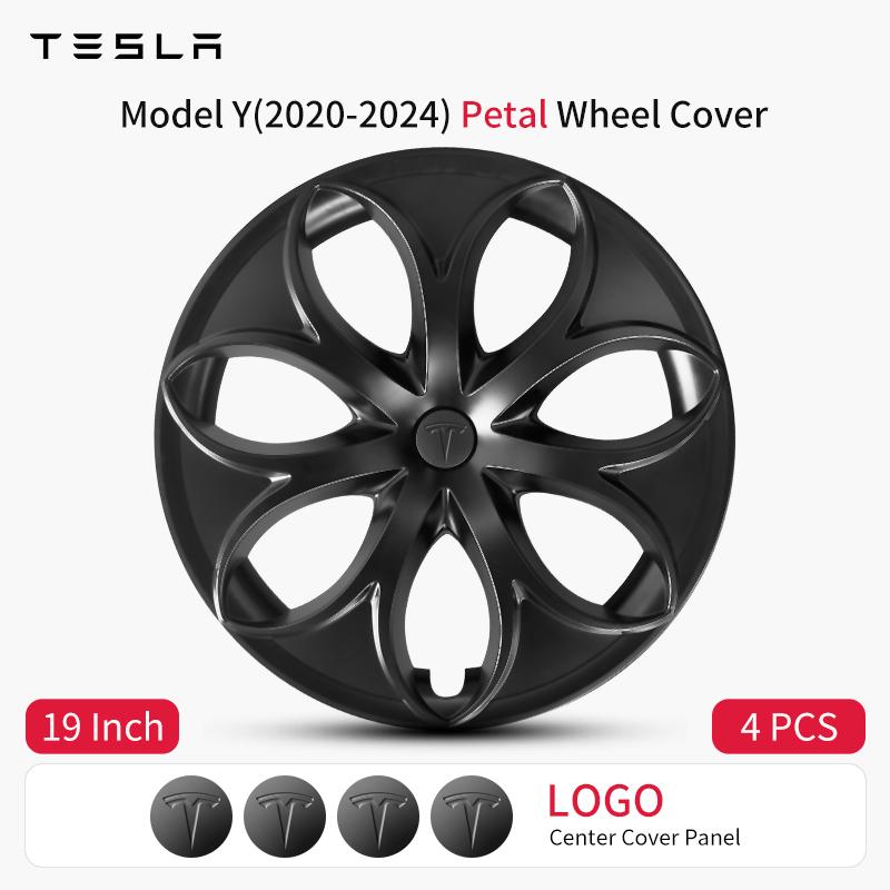 4PCS 19 Inch Wheel Cover for Tesla Model Y 2020-2024 Automobile Hubcap Replacement Petal Style Wheels Cover Full Rim Caps