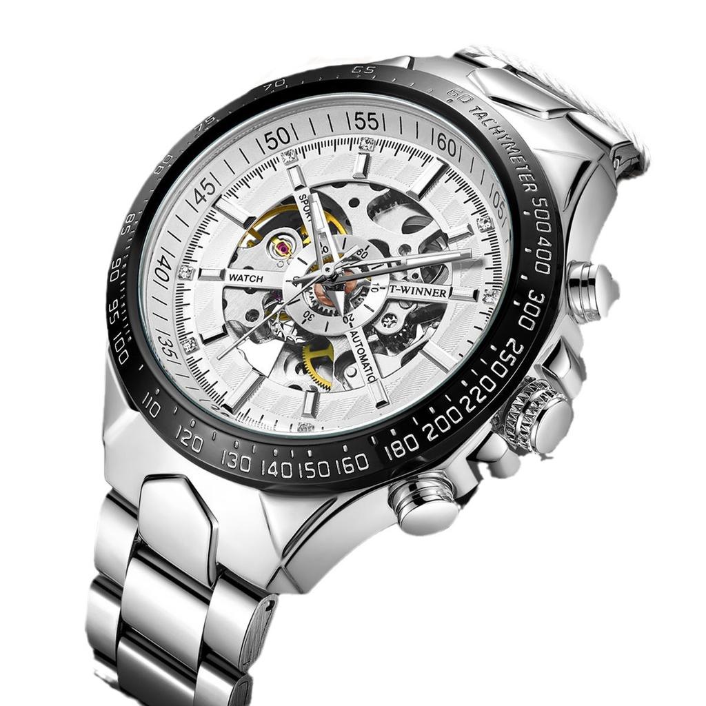 Vollautomatische mechanische Herrenuhr mit Hohlgehäuse, wasserdicht, leuchtende Diamantuhr, europäischer und amerikanischer Stil, vollautomatische mechanische Herrenuhr