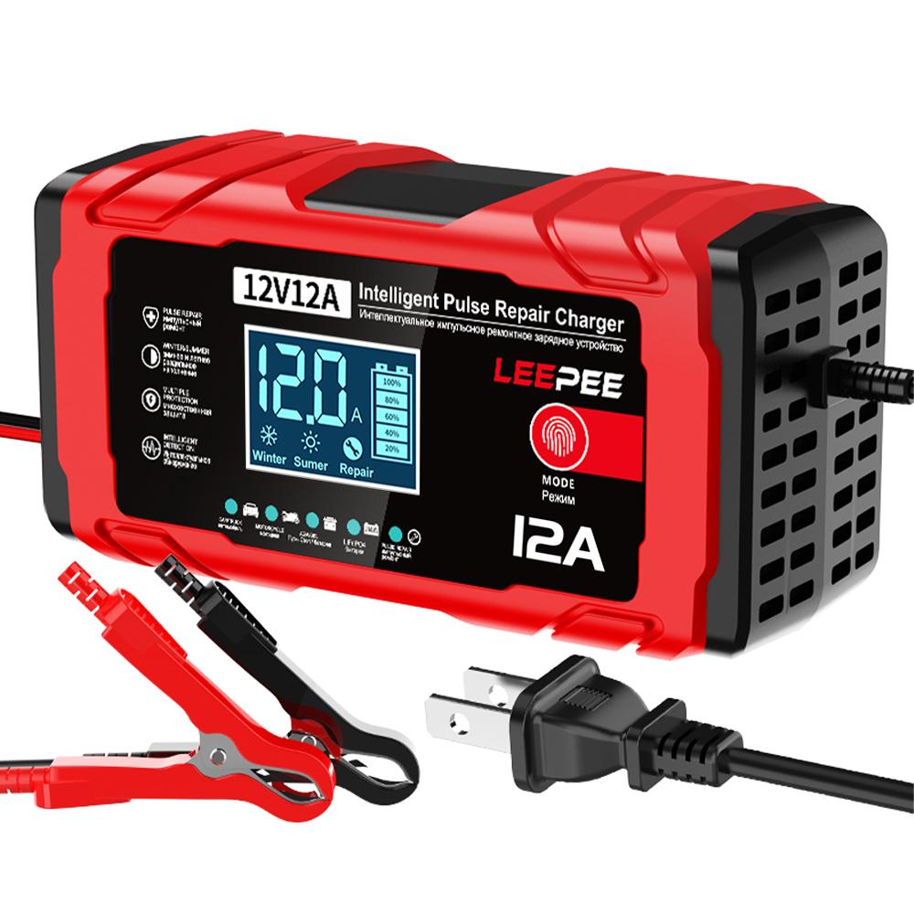 12V 15A 12A Multifunctional Intelligent Pulse Repair Maintenance Car Motorcycle Battery Charging Lead-Acid Smart Battery Charger