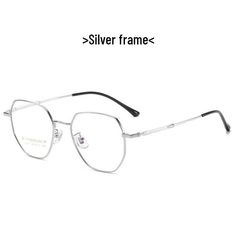 Unisex Ultra-light Titanium Polygonal Glasses Frame with Anti-blue Light for Students 2023 - Model 2417