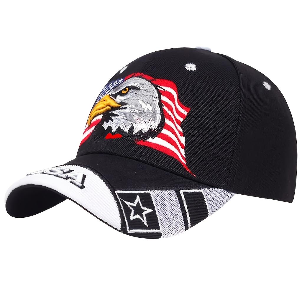 1 Stück Patriotischer Adler & Amerikanische Flagge Bestickte Baseballkappe Stickerei Lässig Atmungsaktiver Sport Hut Outdoor Papa Hüte