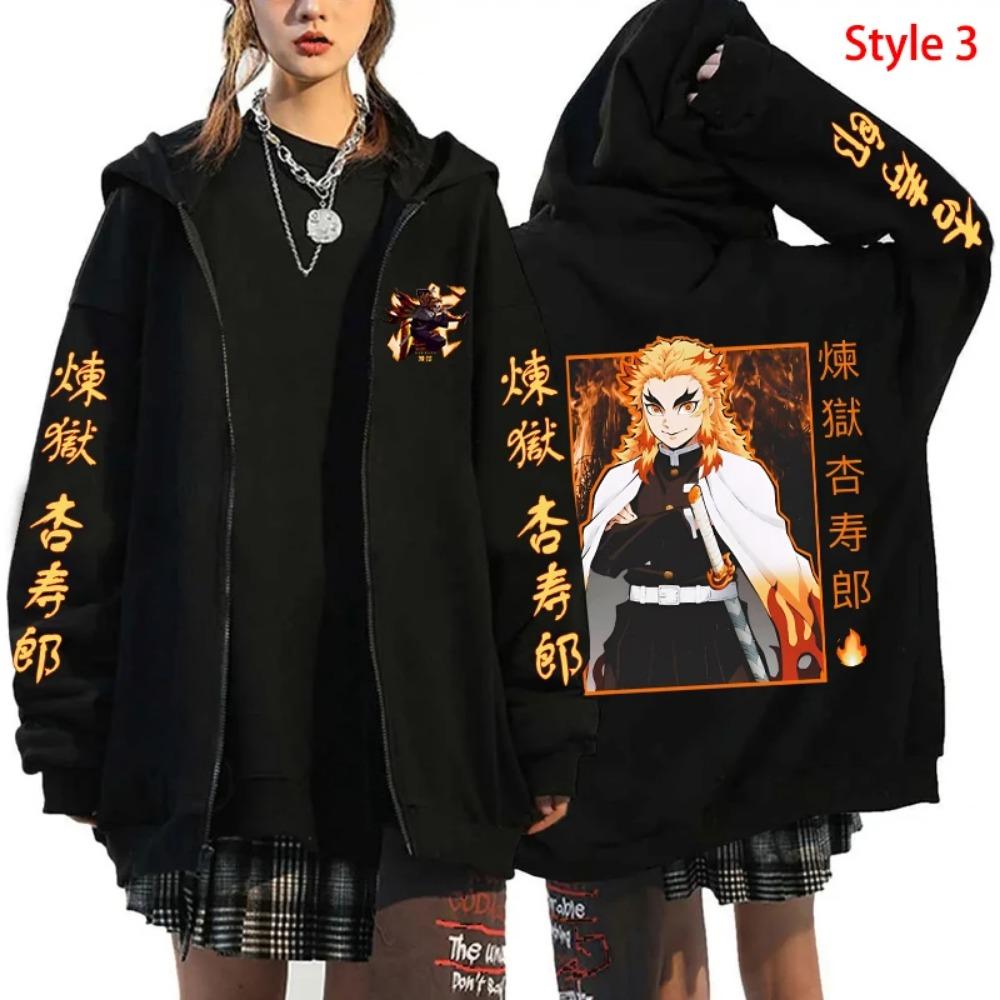 New Anime Printed Zipper Hoodie Men's and Women's Autumn/Winter Fashion Long Sleeve Hoodie Casual Zipper Sweatshirt