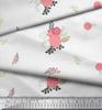 Soimoi Japan Crepe Satin Fabric Leaves,Aster & Camellia Flower Printed Craft Fabric by the Metre 42 Inch