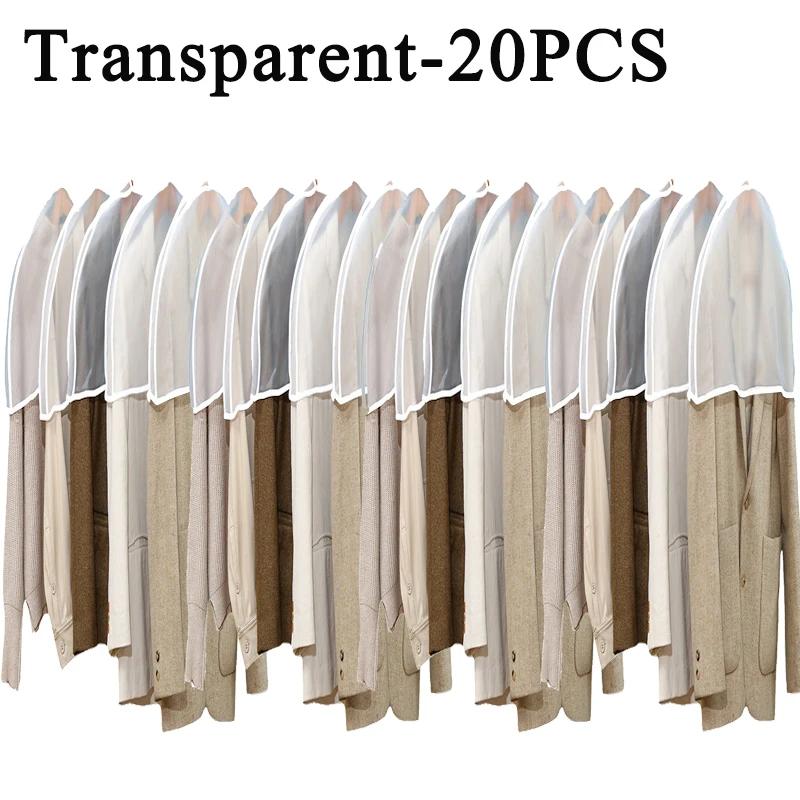 1-40PCSEVA Waterproof Transparent Suit Jacket Storage Bag Semi Packaged Clothing Dust Cover Short Wardrobe Hanging Clothes Cover