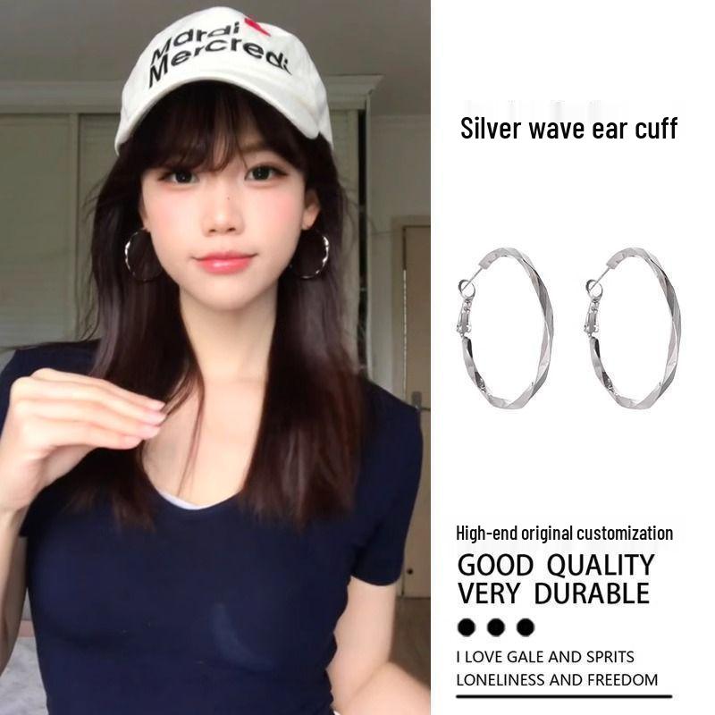 Women's High-End Plain Hoop Earrings: Light Luxury Ear Drops & Studs, Niche Design for Autumn/Winter.