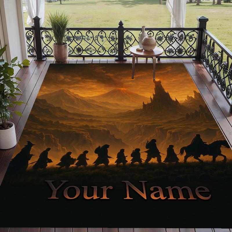 Custom Name The Lord of the Rings Crystal Velvet Floor Rug Personalized Text Soft Carpet Home Decor