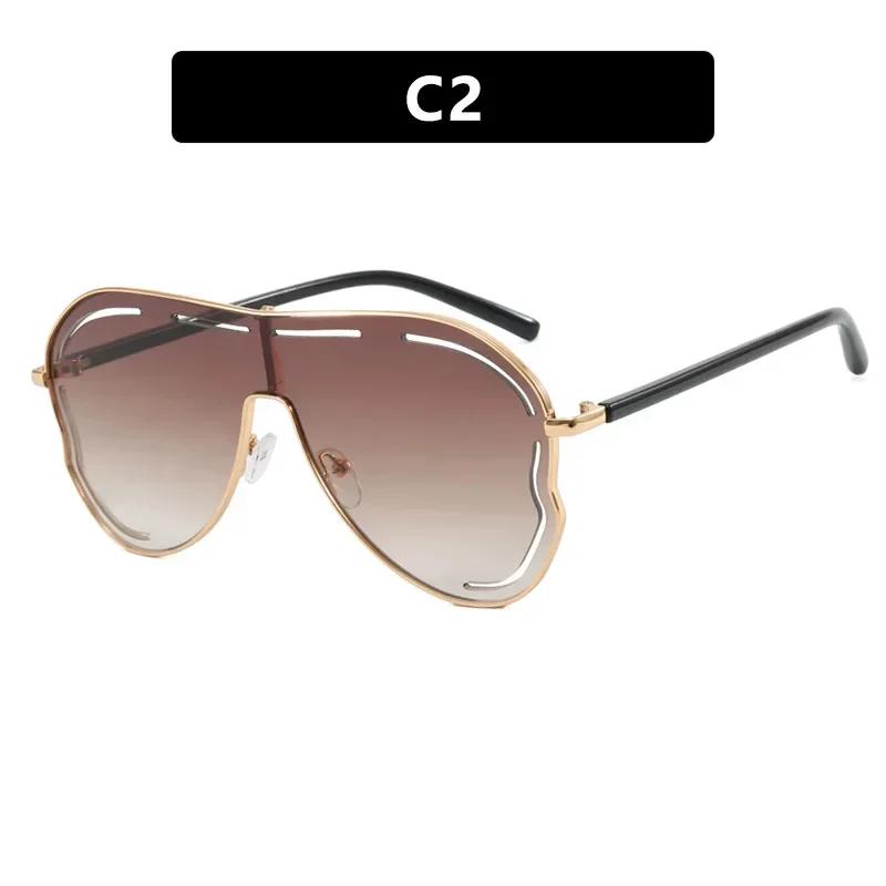  Oversized Retro Pilot Women Sunglasses Fashion Metal Quality Decoration Men Punk Shades UV400 Sun Glasses