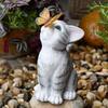 Solar Bunny Cat Statue Garden Decor LED Light Resin Animal Sculpture Figurine Outdoor Decoration for Courtyard