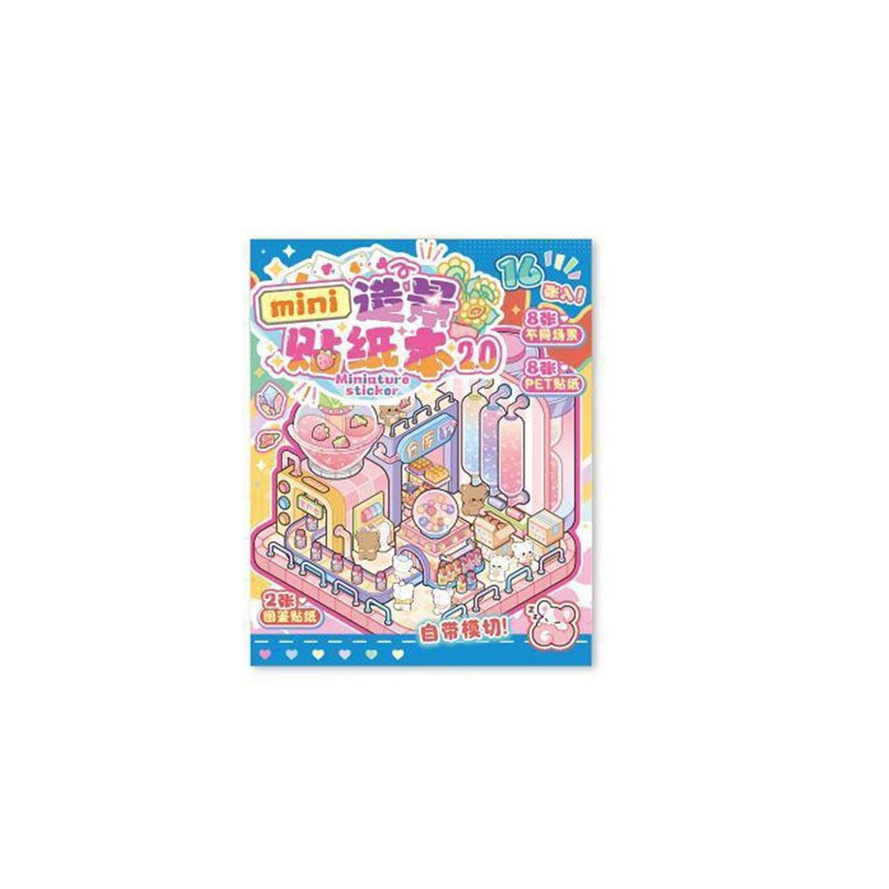 Mini Miniature Scene Sticker Book PET 3D Pocket Cabin Scene Stickers Tent Sticker Decoration Gifts
