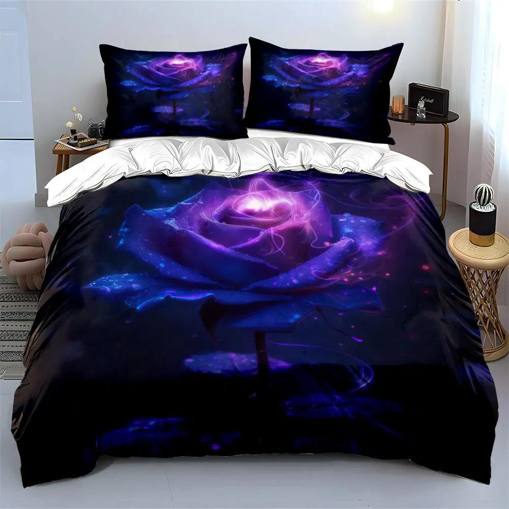 "Glowing Rose Art Decor Set" Soft Comfortable Duvet Cover Bedding Set Included 1*Duvet Cover & 2*Pillowcases Gift