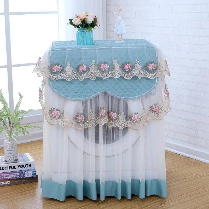 Lace Dustproof Protective Cover Floral Style Home Decoration Washing Machine Cover 4 Color Random Washable 60*60*85Cm Decoration