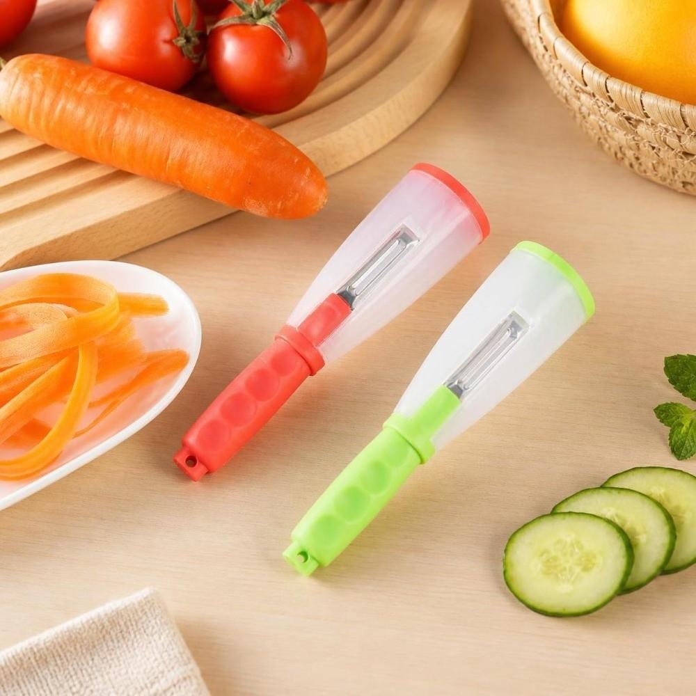 Ergonomic Handle Vegetable Peeler Storage Tube Peeler with Organizer Gadgets Fruit Peeler Camping
