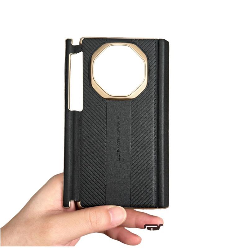 For Huawei Mate XT and XTs Ultimate Plain Leather Case Double Axis Hinge Protection Magnetic Protection Cover