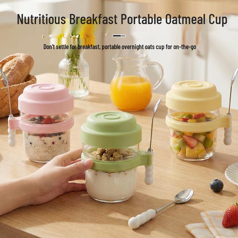 KATEI STORY Portable Glass Overnight Oat & Salad Jar