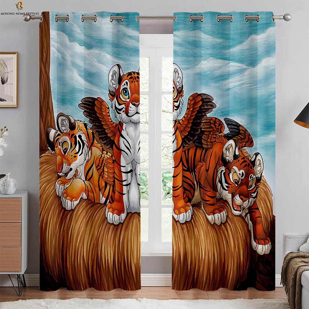 Gepard Schwarzweiß Cooles Tier 3D-gedruckte Vorhänge Geeignet für Schlafzimmer Wohnzimmer Balkon Küche Fenstervorhänge 2 Stück