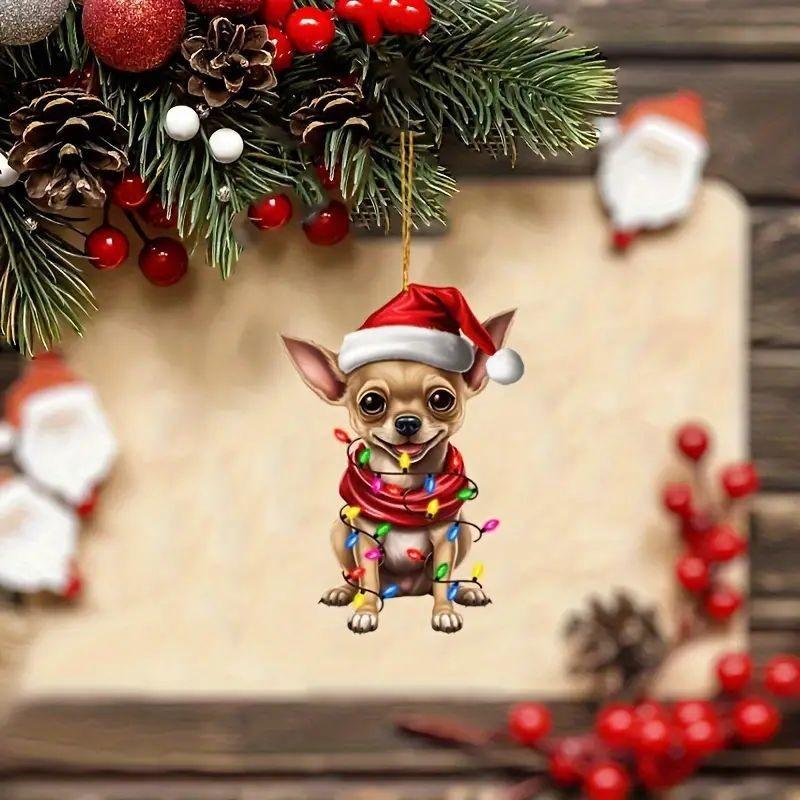 Playful Cartoon Acrylic Dog Christmas Car Decoration For Fun And Festive Look Vehicle
