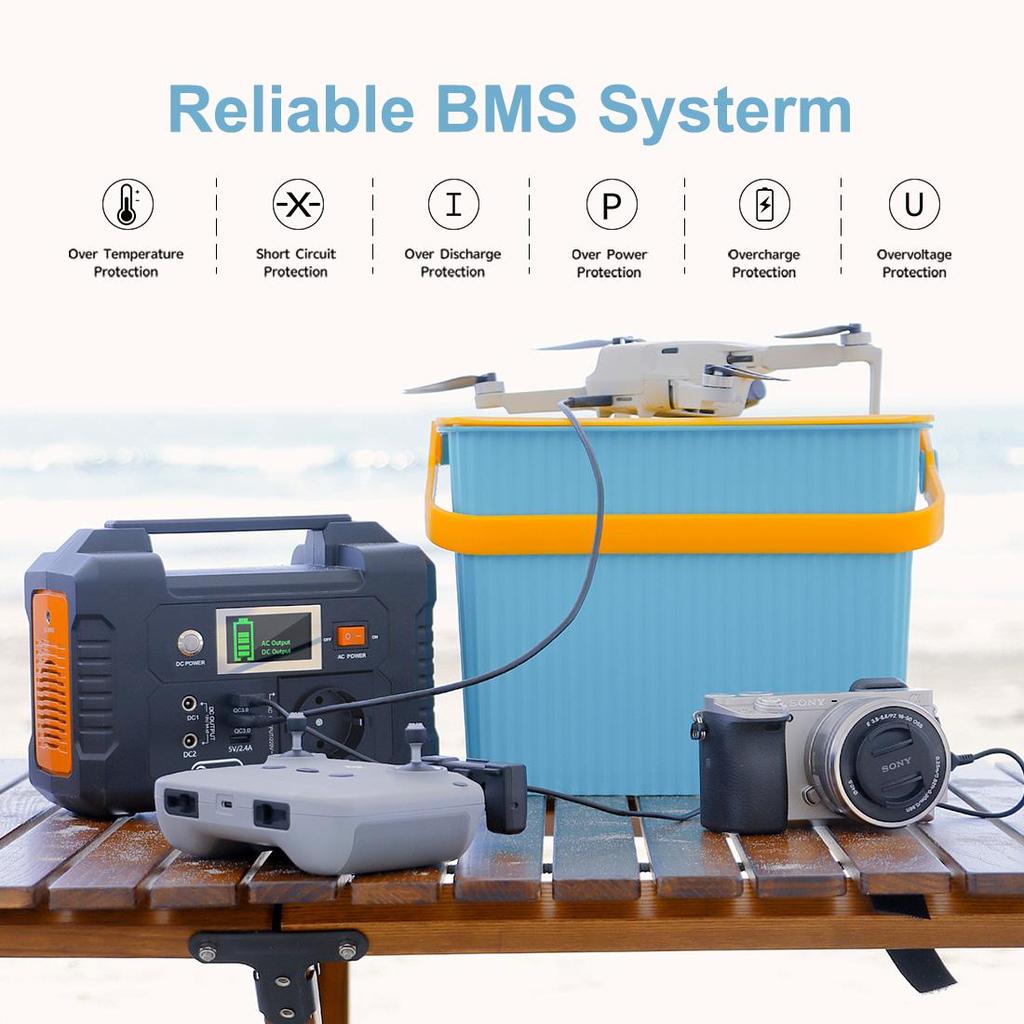 Stazione di alimentazione portatile Flashfish E200+TSP100 Uscita nominale 200W Capacità 151Wh Ricarica a 3 vie Sicurezza BMS