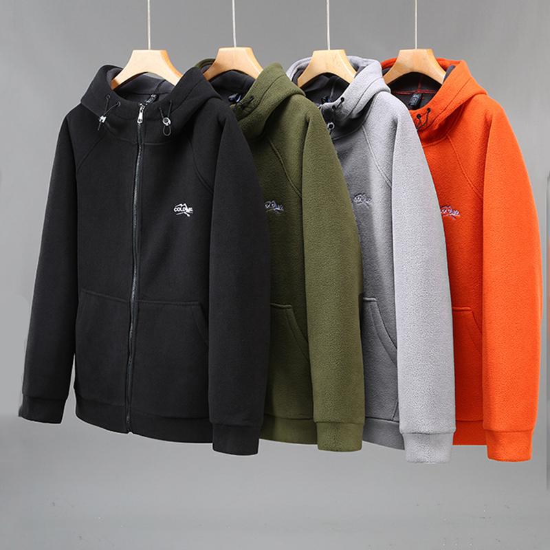 Herbst Winter Samt Kapuzenpullover Schüttelkorn Samt Mantel Wärme Männer