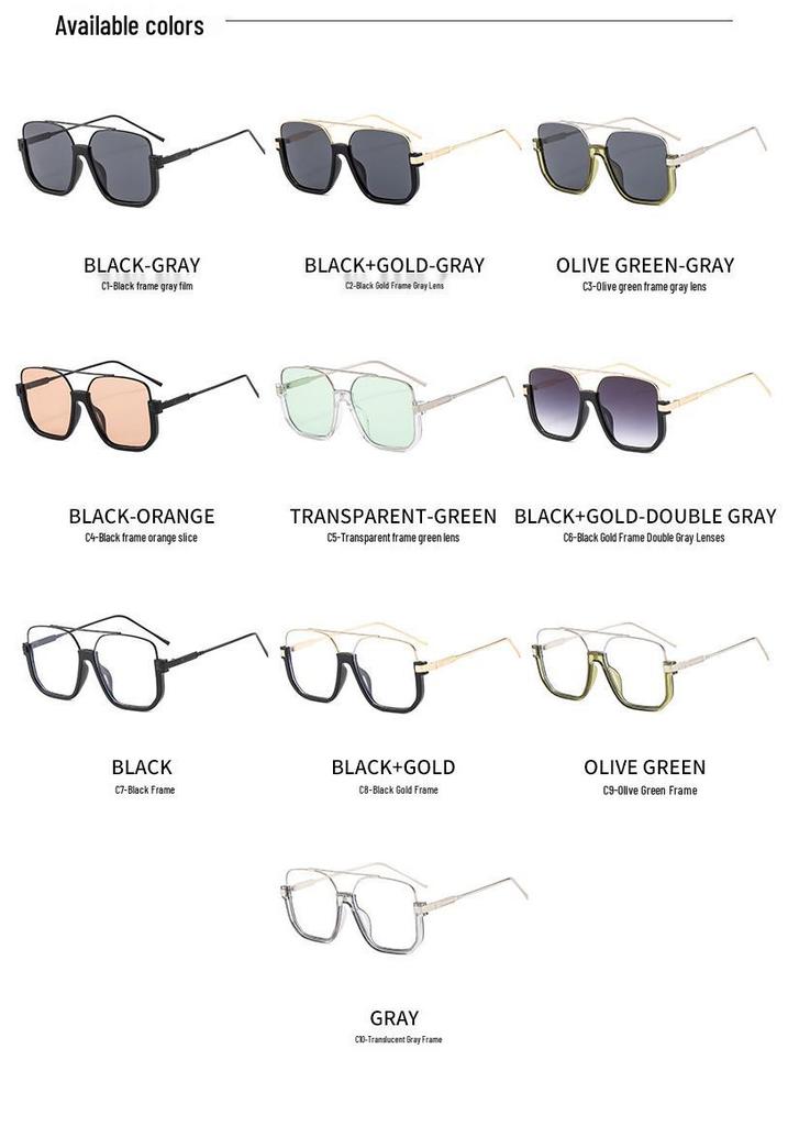 2026 Unisex Retro Korean Double Bridge Sunglasses - Large Frame UV Protection