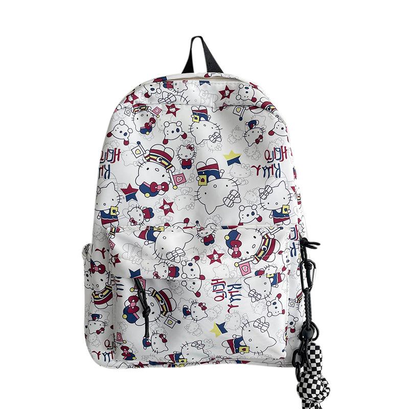 New Printed Graffiti Cute Backpack Large Capacity Casual Student Schoolbag Versatile Trendy Backpack белый