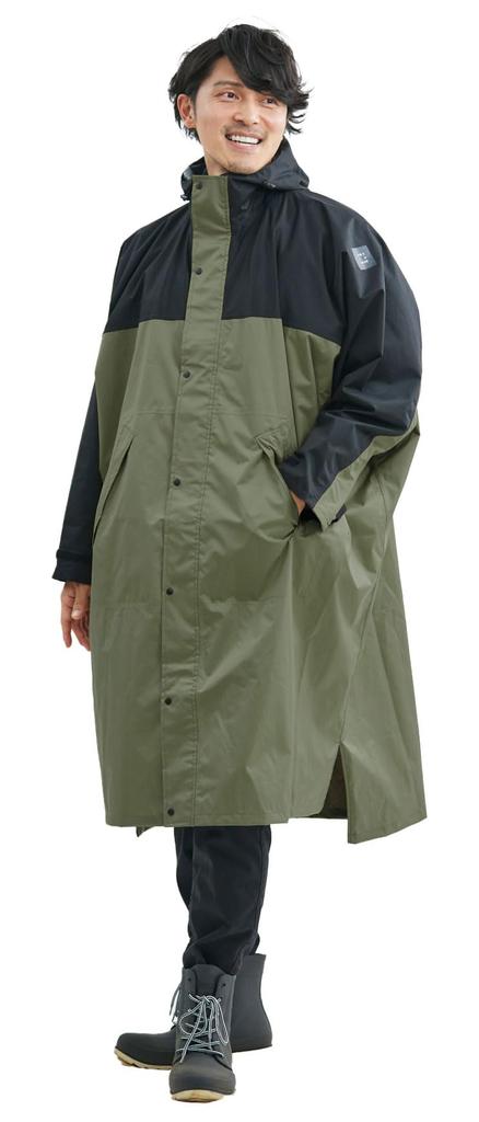 Ametohare DX Rain Backpack Cycling Unisex Khaki X AH-100 Hi-Poncho Poncho, Compatible, Raincoat, (JP, Alphabet, L, Black)