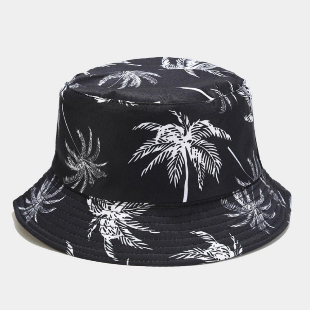 Breathable Sun-Protect Hat Wide Brim Print Bucket Hat Fashion Basin Cap  Spring/Summer чёрный