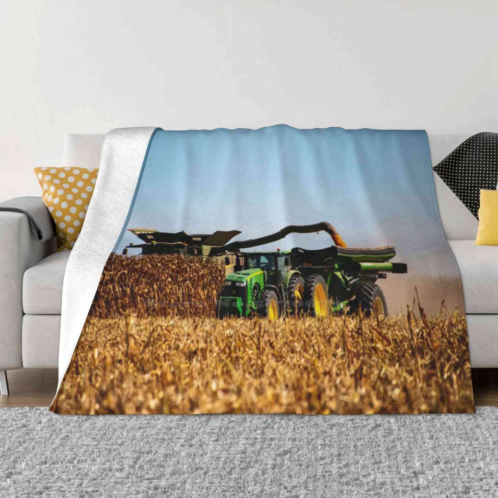 Corn Harvest Top Quality Comfortable Bed Sofa Soft Blanket Corn Harvest Farming Mississippi Macon Farmers Combine John Green 30x40in