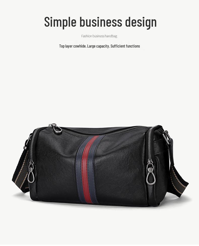 Trendy Men's Genuine Leather Messenger Bag - Casual, Fashionable, First Layer Cowhide Small Shoulder Bag