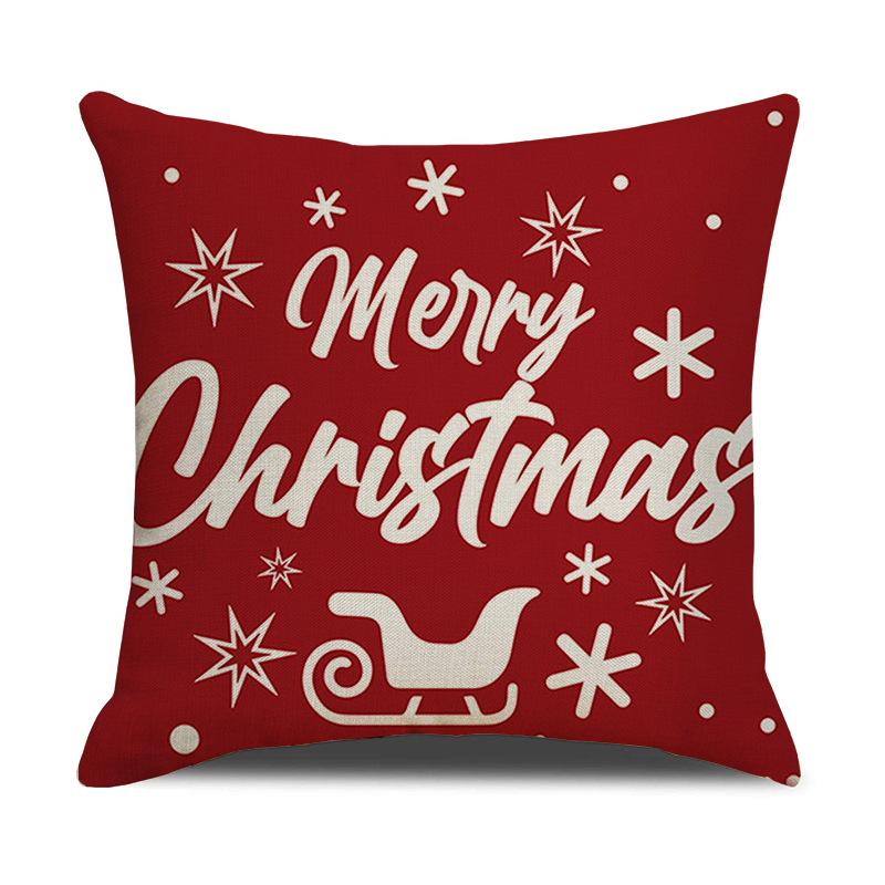 

Christmas Pillow Cartoon Red Print Elk Snowflake Sofa Bedroom Linen Cushion Cover 45 * 45cm