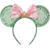 RAZKO Mouse Ear Headband, Sequined Green Mouse Ear Hairband, Animal Ear Headband for Women and Girls, Hair Accessories (Green Crown, Size L)