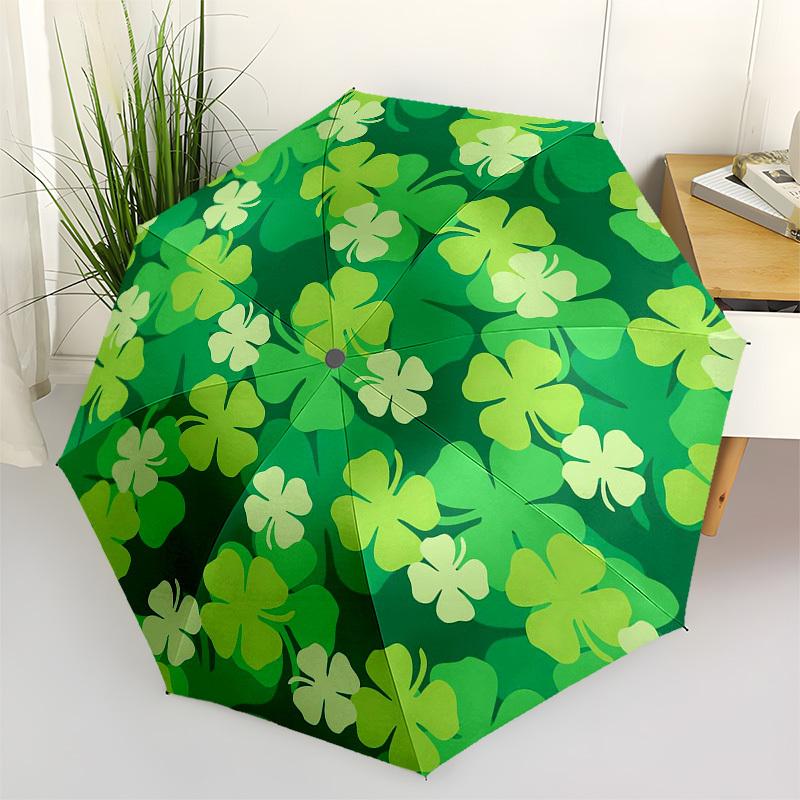 

1pc Clover Pattern Umbrella with Plastic Handle,Vibrant Cartoon Pattern,Multi-functional UmbrellaPT193