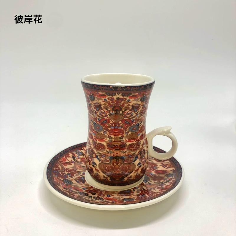 

120ml Ceramic Coffee Cup Set Underglaze Colored Small Capacity Tea Cup Household Flower Tea Cup Middle Eastern Drinking Utensils 12x10cm 120ml