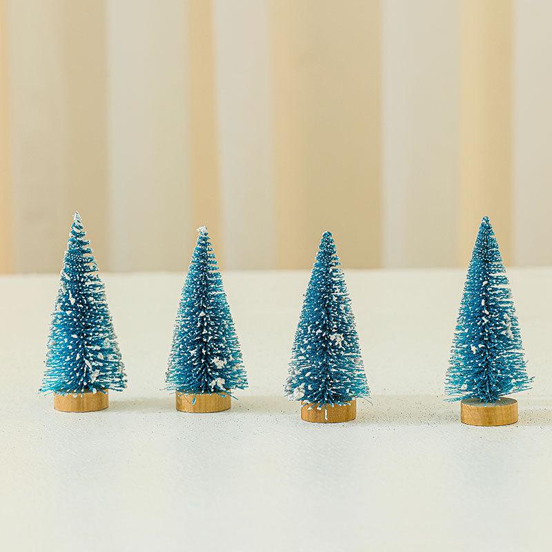 Mini Christmas Tree Ornament With Snow Frosted Design Cute Figurines For Tabletop Holiday Party Decor