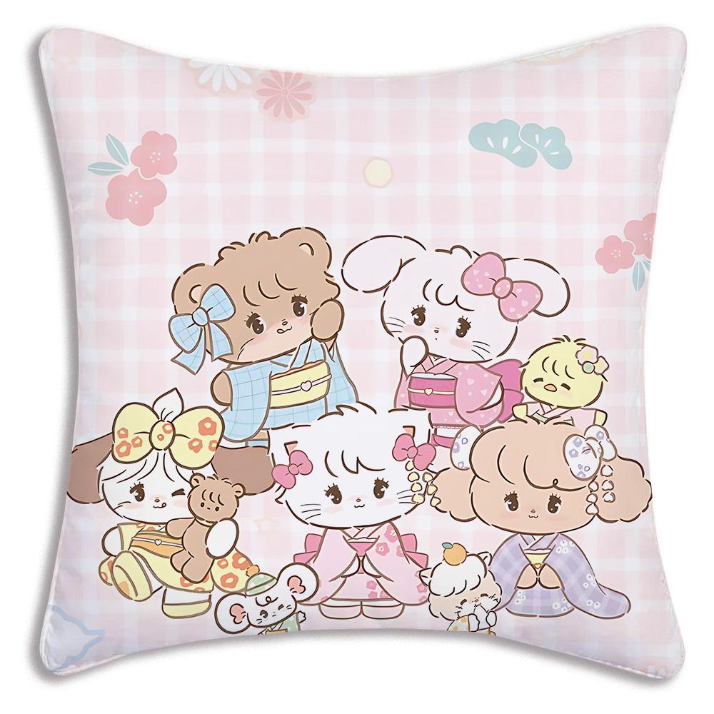 Süße M-Mikko I-Illustrationen Kissenbezüge Cartoon Sofa Dekoratives Zuhause Zweiseitiger Druck Kurzer Plüsch Süßer Kissenbezug