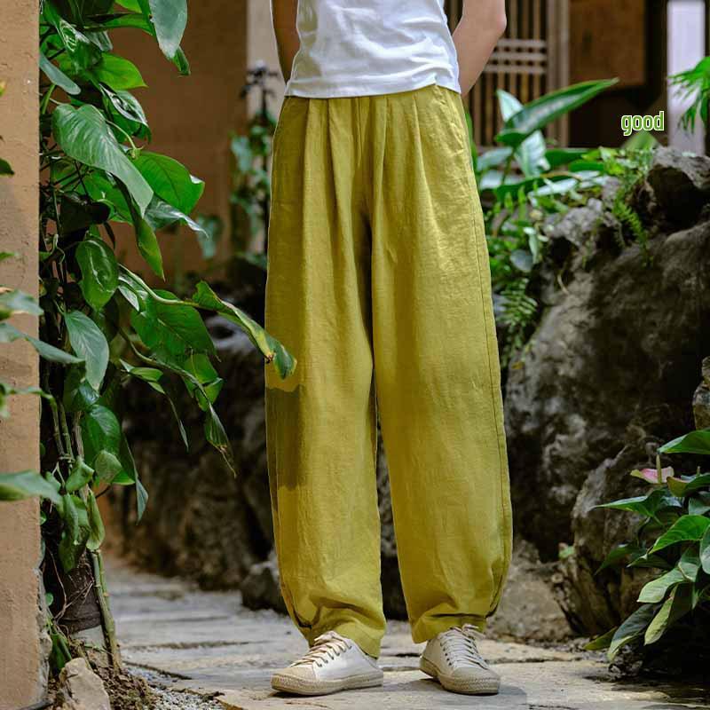 Spring 2026 Women's Cotton & Linen Lantern Pants: Artistic, Sand-Washed, Slimming, Casual Fit
